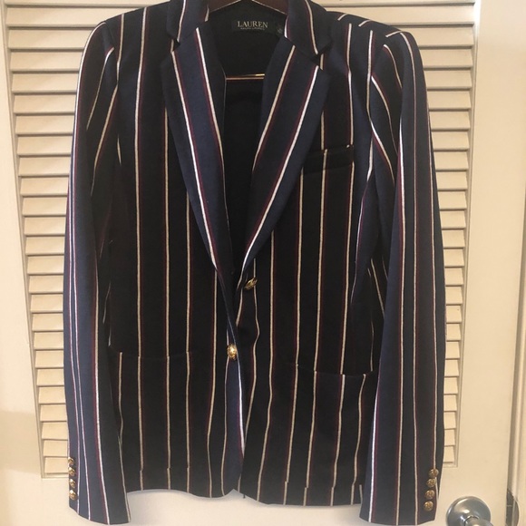 Lauren Ralph Lauren Navy Stripe Blazer Jacket PM